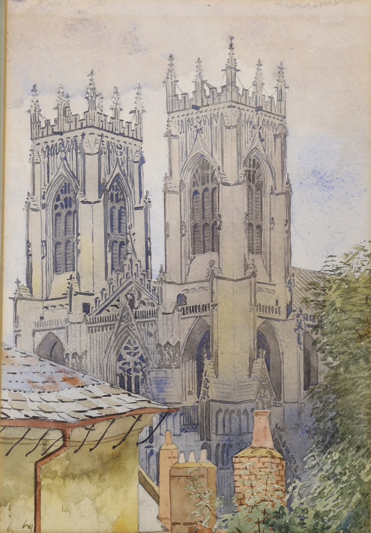 Victorian School, three watercolours, Houghton Ruins and View of a Country House and a View of a Cathedral, 17 x 25cm